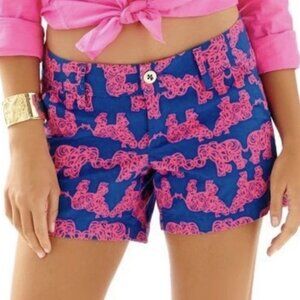 LILLY PULITZER "Pack your Trunk" Elephant Print The Callahan Short SZ 0